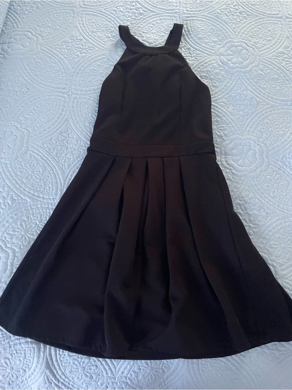Womans Black Halter Neck Pleated Dress / Cocktail Dress